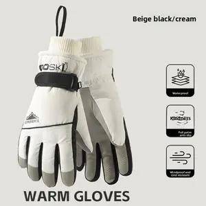 Winter Men and Women Fleece-Lined Thickened Cold-Proof Warm Windproof Outdoor Mountaineering Sports Cycling Touchscreen Ski Gloves Skiing