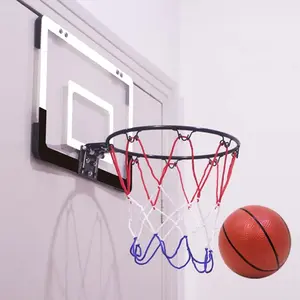 Basketball Frame Set, 1 Count Basketball Hoop with 2 Counts Basketball, Basketball Backboard, Indoor Outdoor Basketball Backboard for Home Gym, Basketball Goal