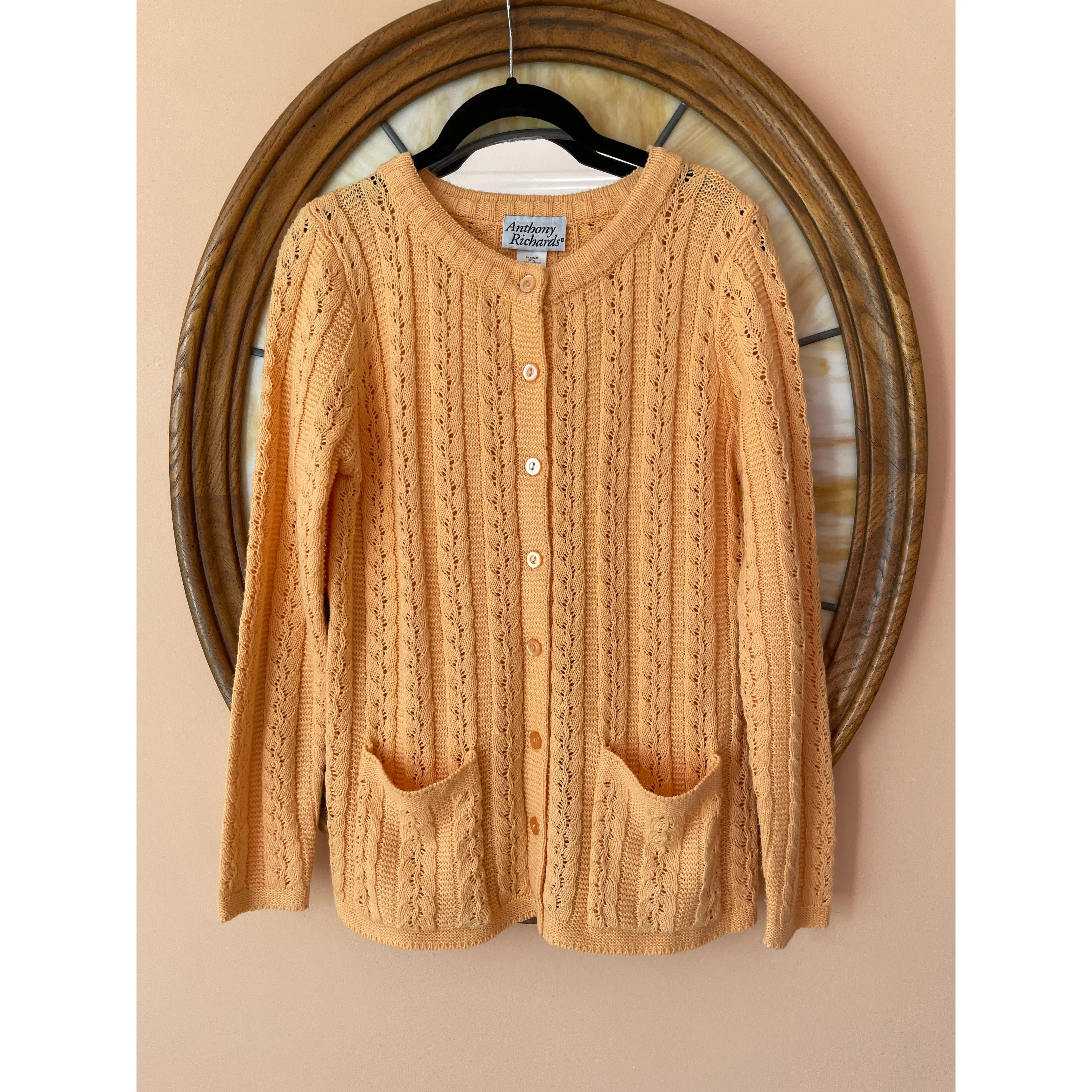 Acrylic Knit Button Front Pockets Cardigan Sweater