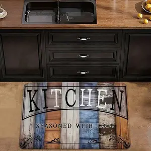 Classic Dark Wood Grain Kitchen Mat, Non-Slip Diatomaceous Earth Rug, Comfortable Soft Feel, Easy Clean, Home Decor Carpet