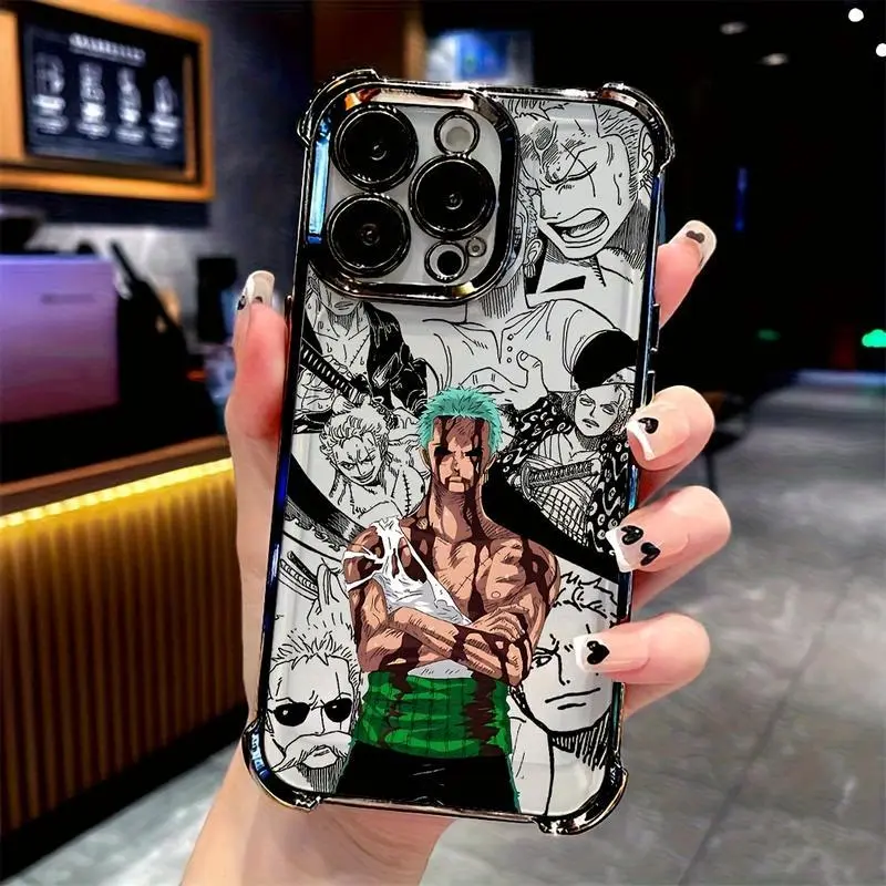 Anime Zoro Theme Full Print Protective Phone Case, Shockproof TPU+PC, Shock-Absorbing TPU+PC Cushions Drops, Sweatresistant, Waterproof, Anti-Drop, Wireless Charge Ok, Compatible with iPhone 17/16/15/14 Plus/14/13/12/11 Pro Max Air