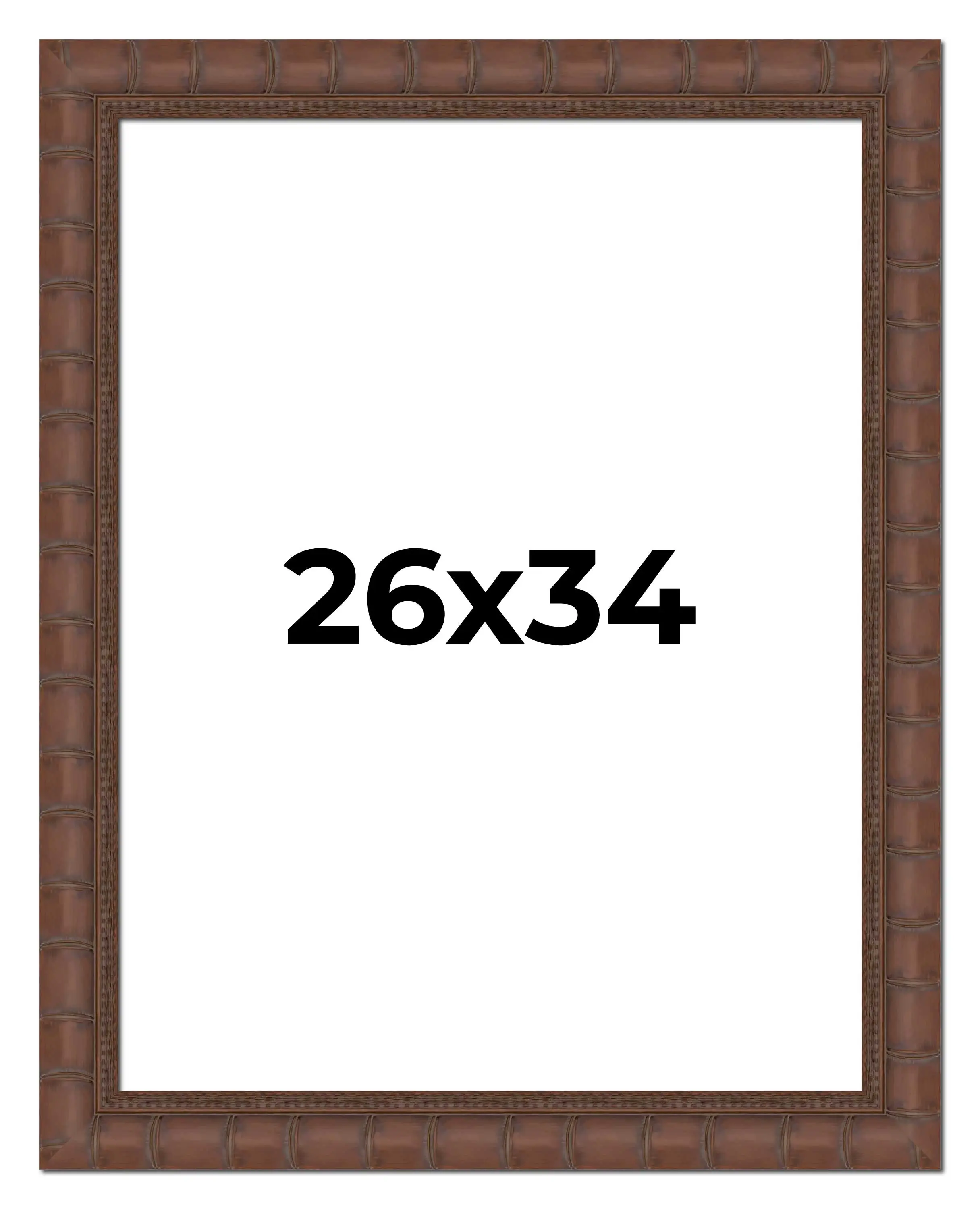 26x34 Brown Wide Bamboo Picture Frame - UV Acrylic, Foam Board Backing, Hanging Hardware