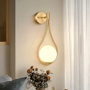 Wall Sconce Mid-Century, with Teardrop Lighting, Wall Mounted Light, Modern Brass Wall Lamps, for Living Rooms, Hallways, Staircase Walls, Bedside Light Decorative Lighting