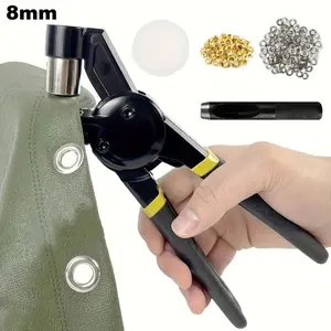 1pc Eyelet Punch Kit with200pcs 10mm Eyelets, Complete Eyelet & Grommet Kit for DIY Tarpaulin Ring Repair and Installatio