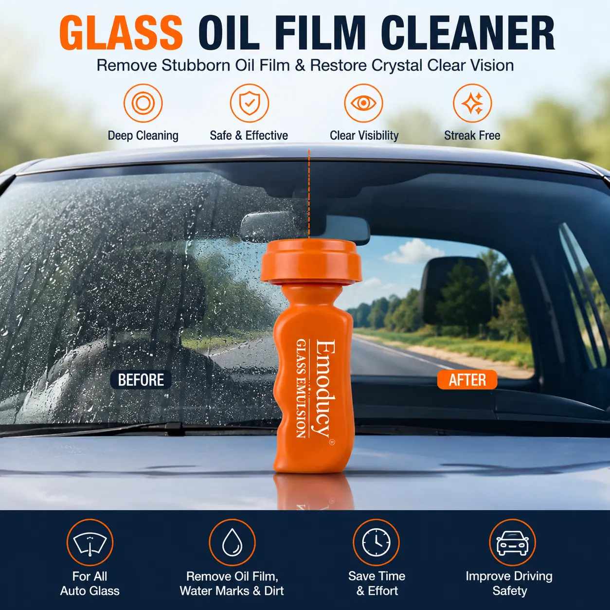 Car Windshield Cleaning Brush,Multifunctional Oil Removal & Anti-fog Brush,Car Windshield Oil Film Removal Tool,Car Detailing Brushes,Car Detailing Accessories