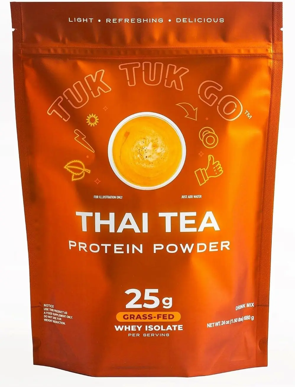 Clear Whey Protein Drink Mix - Thai Tea - 25g Clear Whey Isolate - Refreshing Flavor - 17 Servings - Post Workout Recovery