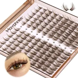 Brown Lash Clusters Wispy Eyelash Extensions Dark Brown Lash Extensions 10-16MM DIY at Home CC Curl Eyelash Clusters Natural Spiky Lash Individuals 120 Pcs Cluster Lash Pack by Mavphnee
