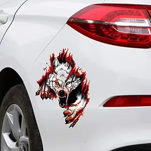 3D Angry Wolf Car Sticker, Personality Waterproof Marks Decal, Scratch Sticker, Vehicle Exterior Decal, Suitable for Cars Motorcycles Trucks Phones Laptops, Car Exterior Decorative Accessories