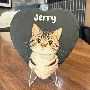 Custom Pet Portrait Illustration on Rock: Pet Memorial Gift