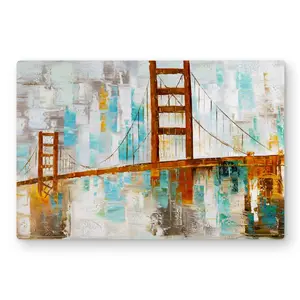 212 MAIN Golden Gate Artistic Landscape Wall Art - 12x18 in. Lightweight Aluminum Metal Wall Art, Vibrant Turquoise Paint Spots, Modern Abstract Artwork, Home Decor Accessory for Room Decoration
