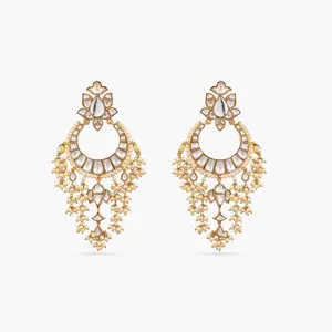 Sheva Jadau Silver Chandbali Earrings