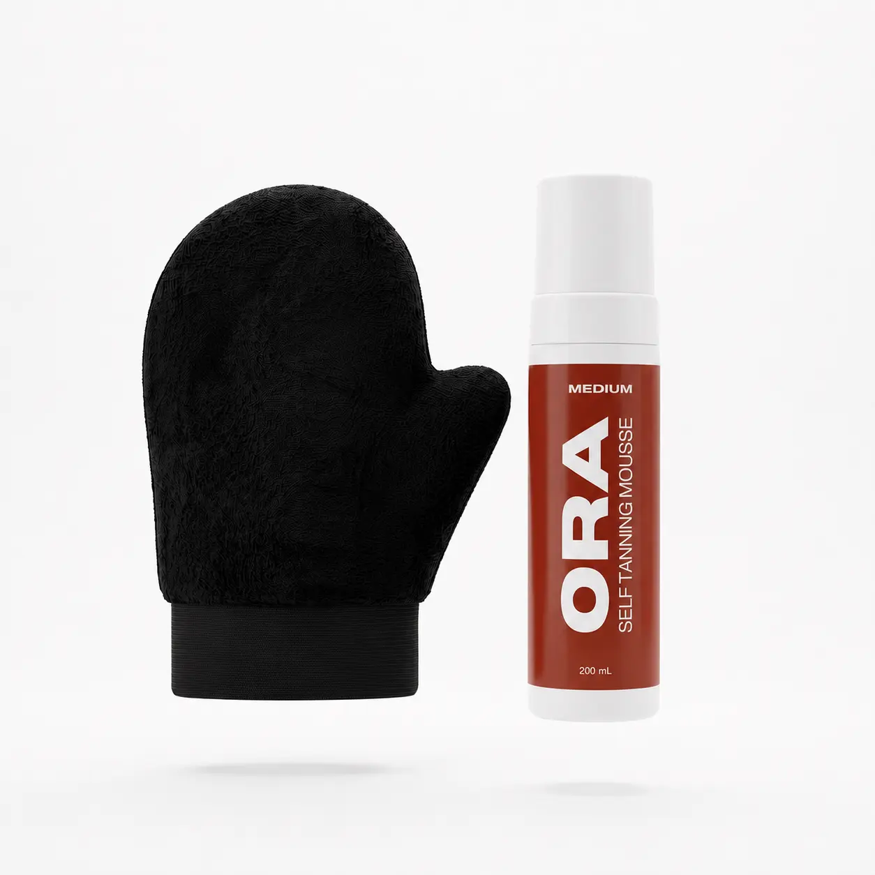 ORA Medium Self Tanning Mousse Starter Kit - 200mL Self Tanner + Premium Velvet Applicator Mitt | Streak-Free Sunless Tanner for Men, Natural Looking Fake Tan, Muscle-Defining, Fast-Drying, Vegan & Cruelty-Free