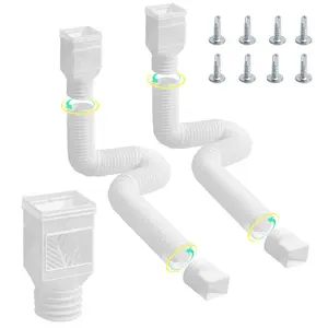 fathersdaygift VEVOR Rain Gutter Downspout Extensions, 2-Pack Flexible Downspout Extender, Down Spout Drain Extension Extendable from 22 to 63, Gutter Extensions with Adapters, for Rainwater Drainage, White