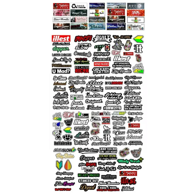 130 JDM Drifting Drift Racing Drag Kanji Japanese Race Funny Stickers ...