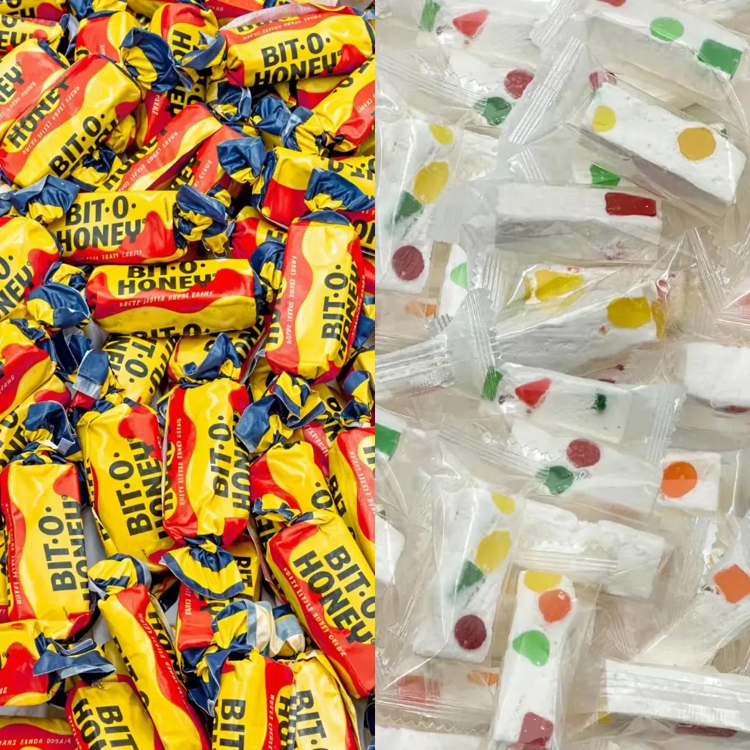 RICH & RICHERS Jujube Nougats & Bit-o-Honey 1lb Chewy Candy Mix Retro Nostalgic Chocolate Fruity Bulk Sweets TikTok Viral Treat Snack Bonbon