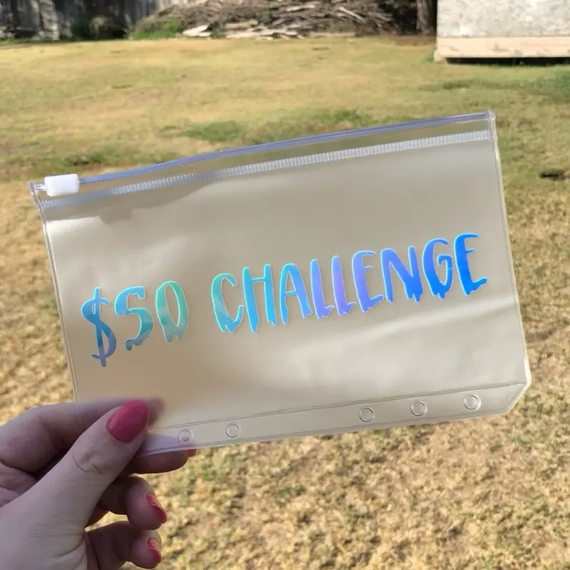 50 dollar savings challenge WITH custom vinyl envelope (rainbow)