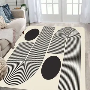 Abstract Line Pattern Floor Mat, Rectangle Home Decorative Carpet, Non-slip Floor Mat for Home Living Room Bedroom Office