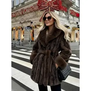 Women’s faux fur coat, winter fashionable long-sleeved jacket, casual warm jacket, fashionable everyday wear, suitable for cold weather