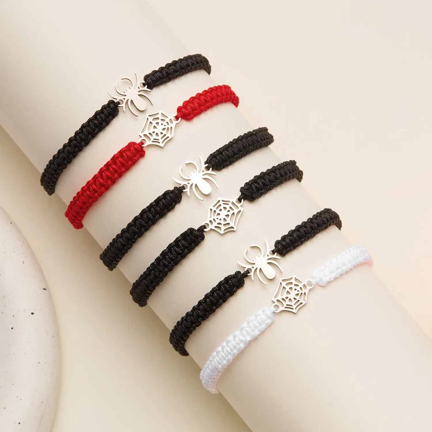 [Back to School]2-Pack Couple Bracelets with Spider Charms, Minimalist Adjustable Hand-Woven Plastic Rope, No Inlaid Materials, Creative Personalized Hand Chain Jewelry Gift-MM1
