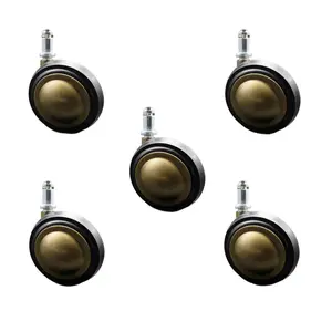 Service Caster SCC-GR01S30-DCR-WA-71678-5 3 in. Swivel Metal with Soft Rubber Tread Ball Caster Wheels for Windsor Antique Brass Stem Casters with 0.43 in. by 0.875 in. Grip Ring Stem - Set of 5