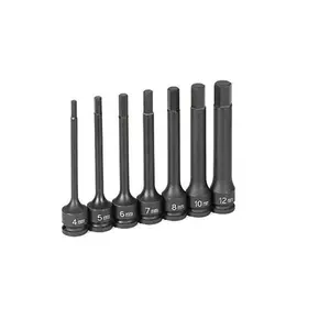212 MAIN 0.25 in. Drive 4 in. Impact Metric Hex Driver Set, 7-Piece Construction Tool Set, Durable for Cycling & Outdoor Recreation