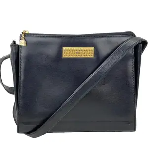 Pre-owned Dior leather Shoulder Bags CHRISTIAN Vintage Black Adjustable Shoulder Hand Bag 100% Authentic with Golden Hardware