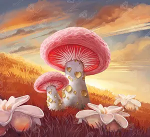 Peach Mushroom Twilight Diamond Painting Kit