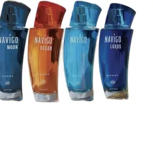 Jafra Navigo dúos 4 different scents available 3.3 fl oz each in glass bottle and box