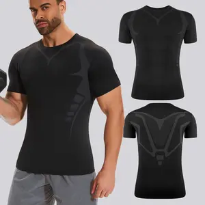 Men's Compression Body Shaper Tank Tops - 1-2 Pack Short Sleeve Quick Dry Breathable Lightweight Athletic Fashion Activewear, Breathable Athletics Gym Clothes Workout Compression Shirts for Casual Outdoor Use