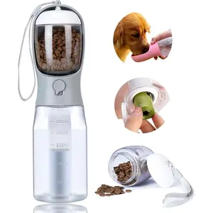 Dog Water Bottle with Food Container, Portable Pet Dog Water Dispenser for Outdoor Walking,Hiking,Travel,Puppy Essentials,Puppy Supplies,Replaceable Waste Bags