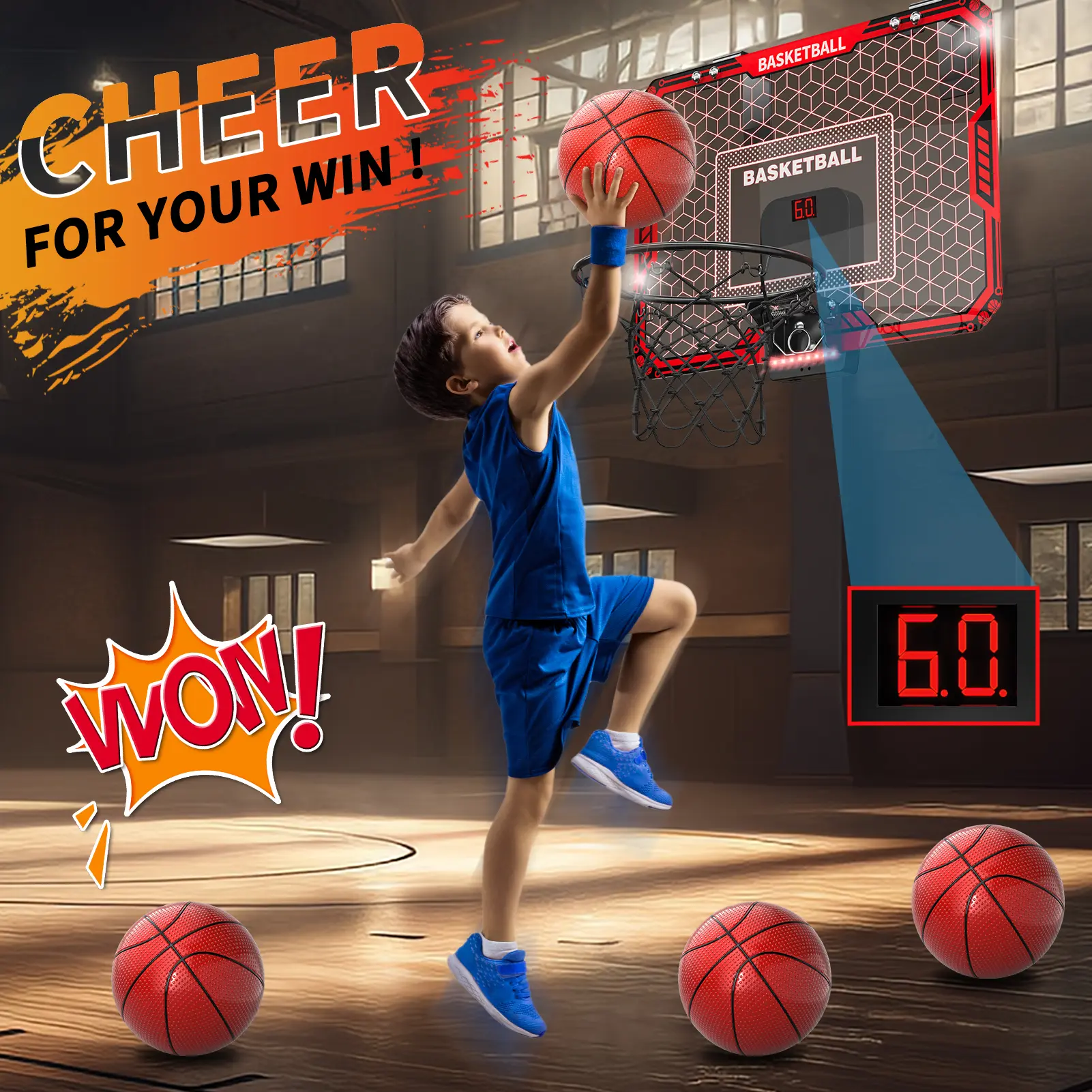 Basketball Hoop with Rubber Elastic Ball,  indoor and outdoor basketball toys, indoor and outdoor basketball shooting game toys, silent basketball hoop, basketball, Indoor Outdoor Sports Toy for Kids, Thanksgiving Christmas Gift Set accessories