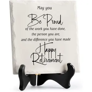 Retirement Gifts for Women Men Retirement Party Decoration Best Ceramic Retirement Plaque 6"*6" Happy Retirement Table Decorations Sign for Teacher Nurses Coworker