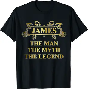 James First Name Man Myth Legend Gold T-Shirt - Victoriaj Shop 31B078VLJJGZ