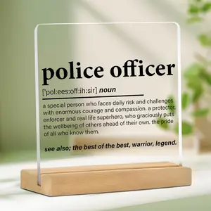 Police Officer Definition Acrylic Desktop Ornament, Police Officer Present Definition Clear Acrylic Desktop Decoration, Home Office Decoration, Signs
