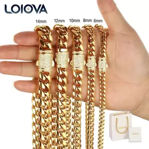 Stainless Steel Cuban Chain & Link Necklace - Hip-Hop Style, High-Quality Fade-Resistant, Long Male Daily Necklace with Padlock, Ideal for Street Style & Boutique Fashion, Comes with Gift Box