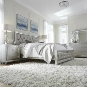 Queen Size Convertible Bed Frame - Modern, Adjustable, Luxurious Soft Bed with Gemstone Silver Upholstery, Wood Frame, Bun Ft, Low Profile Footboard, Assembly Required, Direct Orders Available