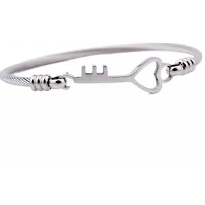 Love-Key Stainless Steel Open Bracelet