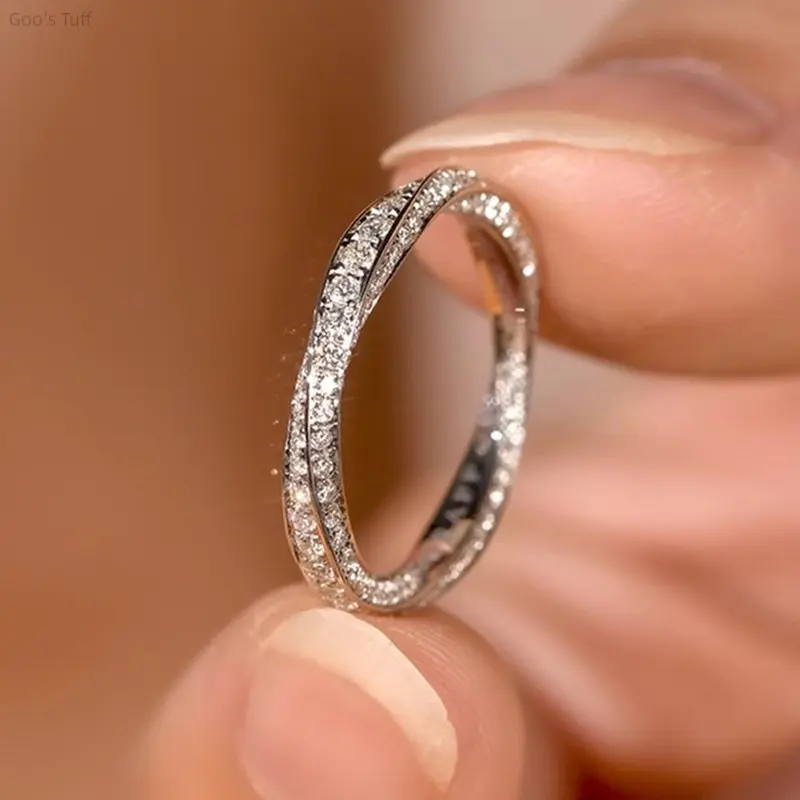 Women's Simple Minimalist Classic Micro-Paved CZ Ring - Diamond Alternative Elegant Brilliance & Shine European Fashion Ring, Engagement Band for Proposal, Wedding, Brilliance & Shine Rings