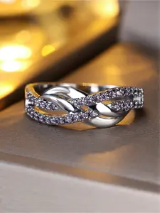 Geometric  Luxury  Band Ring  Synthetic Zirconia Inlay Luxury Exquisite Elegant Retro Mysterious Fashion Stackable Design Engagement Ring Daily Wear Jewelry Accessory for All Seasons for Women & Girls