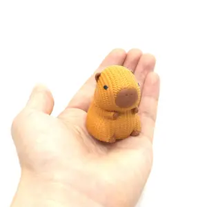 Rotating Head Capybara 3D Printed Stress Relief Toy, Cute Knitted Texture Healing Style, Trendy Desktop Ornament, Stress Relief Decoration
