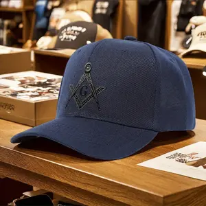 Adjustable Masonic Square Compasses Symbol Lightweight Polyester Baseball Cap, Vintage Style, All-Season Durable Headgear for Men, Outdoor Enthusiasts, Ideal Gift for Masons