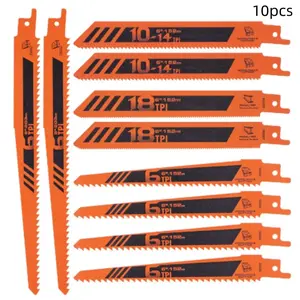 10pcs Reciprocating Saw Blades Set, High Efficiency Cutting Kit for Wood Plastic Aluminum, Professional Use Tool