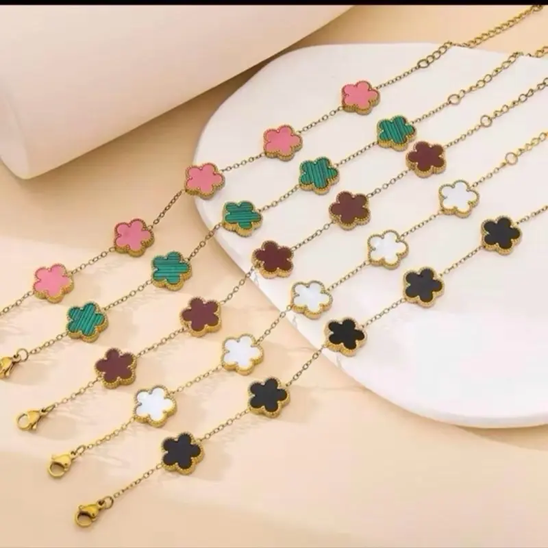 18k Gold Plated Clover Bracelet, Exquisite Trendy Bracelet Style, Fashionable Jewelry Accessories for Women