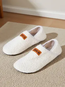 Unisex Indoor Casual Cotton Slippers, Soft Rubber Sole, Silent Home Shoes, Thickened Warm Comfortable Slip-On Anti-Slip Socks Shoes