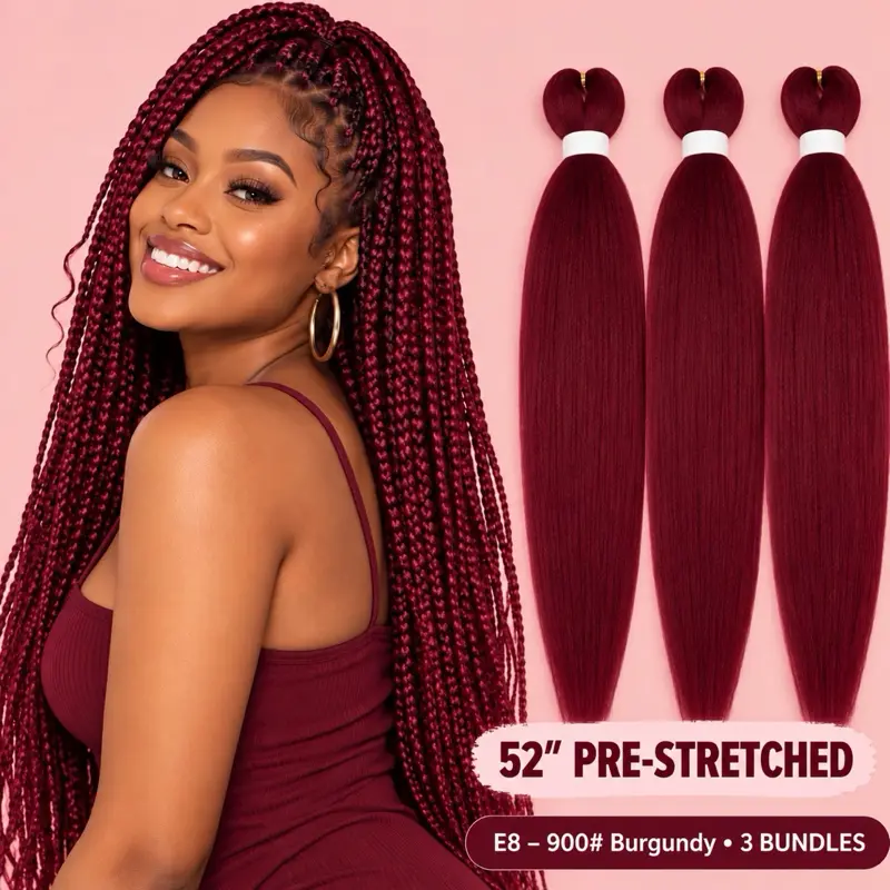 EZ&AS 52-Inch Pre-Stretched Synthetic Braiding Hair, 3X Triple Pack Hair Extensions
