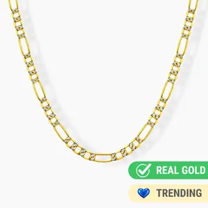 14K TWO TONED GOLD FIGARO CHAIN 3MM