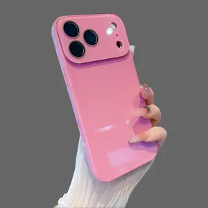 JIACC Candy Color Minimalist Skin-Feel Crystal Phone Case for iPhone 17/16/15/14/13 Air/Pro/Pro Max/Plus, Soft TPU Bumper, Hard PC Back, Full Lens Coverage, Cute Minimalist Pink & White & Blue, Gifts for her/he Cellphone Colorful Shockproof