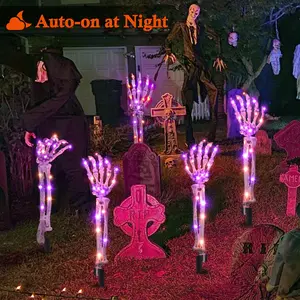 Halloween Decoration, 5 PCS Collasis Lighted Skeleton Arm Stakes, Scary Realistic Hands Bone Waterproof Solar-Powered, Multi-mode Indoor Outdoor Halloween Ornament