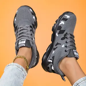 Women's corrective sneakers, breathable mesh walking shoes, with air cushion, non-slip rubber insole, EVA sole, light casual tennis and running shoes, suitable for all seasons