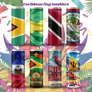 Caribbean Flag Tumblers 20 oz Non-BPA Free Collection of Unique Designs Featuring Various Caribbean Flags and Symbols Perfect for Everyday Use